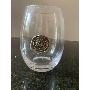 Stemless Wine Glass with Pewter Monogram "A" Southern Jubilee